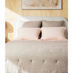 Parachute Cloud Quilt Tan Full Queen Cotton Gauze Textured Lightweight Bedding